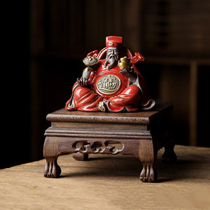 Ceramics God of Fortune Character statue ornament, Chinese-style home living room porch office lucky Buddha statue acacuss