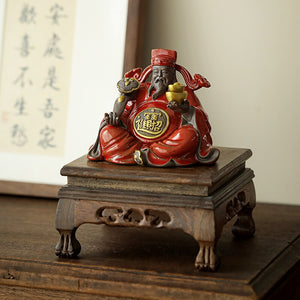 Ceramics God of Fortune Character statue ornament, Chinese-style home living room porch office lucky Buddha statue acacuss