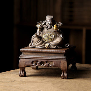 Ceramics God of Fortune Character statue ornament, Chinese-style home living room porch office lucky Buddha statue acacuss