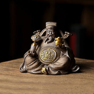 Ceramics God of Fortune Character statue ornament, Chinese-style home living room porch office lucky Buddha statue acacuss