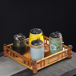 Ceramics Sealed Jar Tea Caddy Tea Box Storage Tank Tea Organizer Candy Jar Food Container Storage Box Tea Can Decorative Jars acacuss
