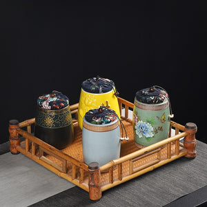 Ceramics Sealed Jar Tea Caddy Tea Box Storage Tank Tea Organizer Candy Jar Food Container Storage Box Tea Can Decorative Jars acacuss