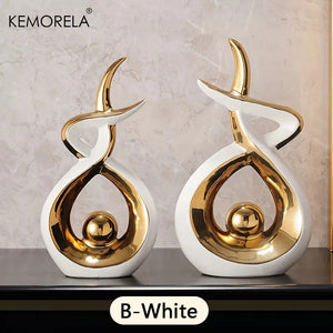 Ceramics Statue Exquisite Home Decor Modern Abstract Art Statue Ornaments Sculpture Decoration for Living Room Table Centerpiece acacuss