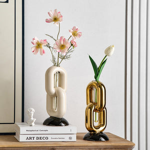 Chain-shaped Vase Luxury Home Decor Nordic Bedroom Ornaments Modern Art Design Ceramic Vases Table Decorations Decorative Crafts acacuss