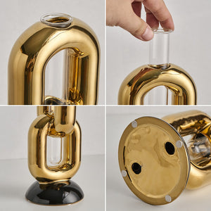 Chain-shaped Vase Luxury Home Decor Nordic Bedroom Ornaments Modern Art Design Ceramic Vases Table Decorations Decorative Crafts acacuss