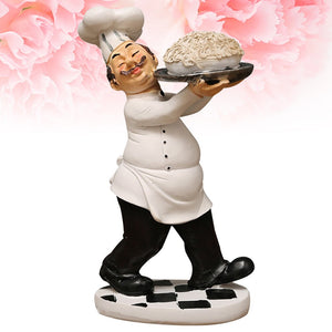 Chef Statue Kitchen Figurine Ornament Italian Resin Figurines Cook Sculpture Fat French Figure Decor Decoration Model Table acacuss