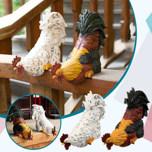 Chicken Statue Yard Art Decor Garden Sculptures Resin Hen Rooster Ornaments Indoor Outdoor Plug Statues Backyard Lawn Decoration acacuss