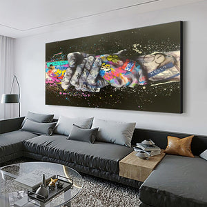 Child Graffiti Abstract Fist Mobile Shackle Wall Art Picture Canvas Decorative Painting Poster Prints for Living Room Home Decor acacuss