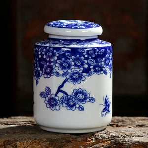 Chinese Blue and White Porcelain Ceramics Tea Caddy Tieguanyin Sealed Containers Travel Tea Bag Storage Box Coffee Canister acacuss