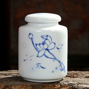 Chinese Blue and White Porcelain Ceramics Tea Caddy Tieguanyin Sealed Containers Travel Tea Bag Storage Box Coffee Canister acacuss