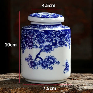 Chinese Blue and White Porcelain Ceramics Tea Caddy Tieguanyin Sealed Containers Travel Tea Bag Storage Box Coffee Canister acacuss
