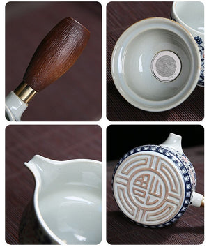 Chinese Ceramic Portable Travel Tea Set 360 acacuss