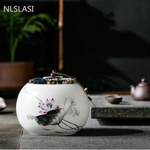 Chinese Ceramic Tea Caddy Large Capacity sealed Storage tank travel Portable Tea Boxes tea containers coffee canister Candy jar acacuss