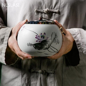 Chinese Ceramic Tea Caddy Large Capacity sealed Storage tank travel Portable Tea Boxes tea containers coffee canister Candy jar acacuss