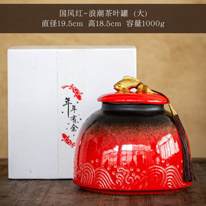 Chinese Ceramic Tea Cans Large Airtight Jar Tea Box Storage Jar Tea Caddy Tea Container Food Organizer Candy Jars Storage Bottle acacuss