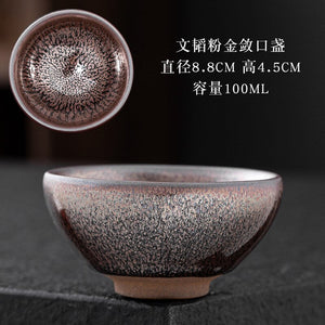 Chinese Jian kiln tea bowl with oilspot glaze Small Tenmoku Tea Cup Natural Ceramic High Temporature Fired Eco-friendly acacuss