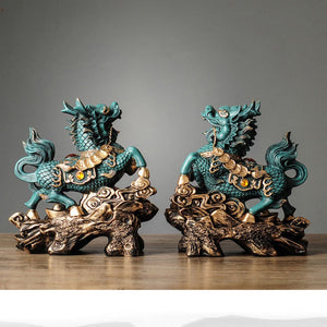 Chinese Kirin Lucky Statue Domineering Animal Home Living Room Decoration Resin Modern Art Sculpture Accessories Gift Statue acacuss