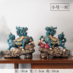 Chinese Kirin Lucky Statue Domineering Animal Home Living Room Decoration Resin Modern Art Sculpture Accessories Gift Statue acacuss