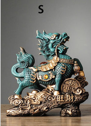 Chinese Kirin Lucky Statue Domineering Animal Home Living Room Decoration Resin Modern Art Sculpture Accessories Gift Statue acacuss