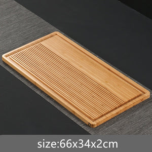 Chinese Natural Bamboo tea tray Drainage water storage Dual-use Living room Tea table Accessories Household Tea Board Chahai acacuss