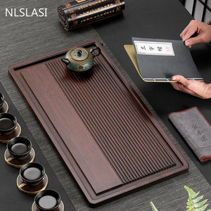 Chinese Natural Bamboo tea tray Drainage water storage Dual-use Living room Tea table Accessories Household Tea Board Chahai acacuss