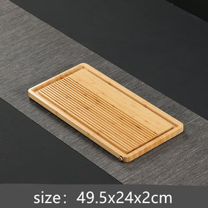 Chinese Natural Bamboo tea tray Drainage water storage Dual-use Living room Tea table Accessories Household Tea Board Chahai acacuss