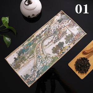 Chinese Painted Thick Tea Towel Super Absorbent High-end Tea Set Accessories Table Mats Professional RagTea Napkin acacuss
