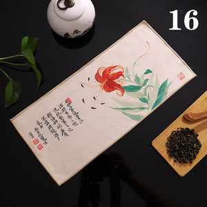 Chinese Painted Thick Tea Towel Super Absorbent High-end Tea Set Accessories Table Mats Professional RagTea Napkin acacuss