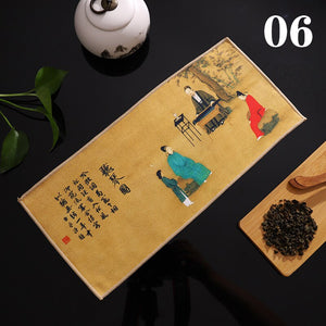 Chinese Painted Thick Tea Towel Super Absorbent High-end Tea Set Accessories Table Mats Professional RagTea Napkin acacuss