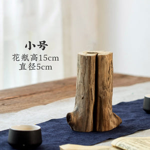 Chinese Retro Living Room Decoration Solid Wood Dried Flower Vase Home Decoration Tea Table Flower Arrangement Small Flower Ware acacuss