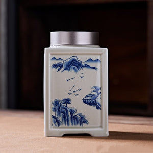 Chinese Square Ceramics Tea Caddy Oolong Tieguanyin Containers Travel Tea Bag Sealed Jar Coffee Canister Kitchen Spice Organizer acacuss