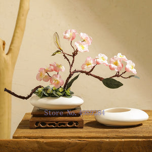 Chinese Style Ceramics Vase Flower Pot Black White Cobblestone Deformation Flower Arrangement Accessories Modern Home Decoration acacuss