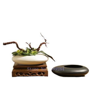 Chinese Style Ceramics Vase Flower Pot Black White Cobblestone Deformation Flower Arrangement Accessories Modern Home Decoration acacuss