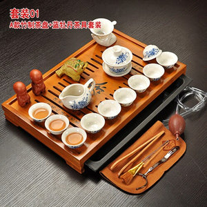 Chinese Tea Set with Tray Gaiwan Infusers Teapot Kit Chinese Luxury Kung Fu Tea Cup Set Complete Gift Kitchen Te Teapot Teaware acacuss