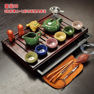 Chinese Tea Set with Tray Gaiwan Infusers Teapot Kit Chinese Luxury Kung Fu Tea Cup Set Complete Gift Kitchen Te Teapot Teaware acacuss