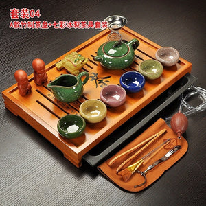 Chinese Tea Set with Tray Gaiwan Infusers Teapot Kit Chinese Luxury Kung Fu Tea Cup Set Complete Gift Kitchen Te Teapot Teaware acacuss