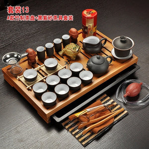 Chinese Tea Set with Tray Gaiwan Infusers Teapot Kit Chinese Luxury Kung Fu Tea Cup Set Complete Gift Kitchen Te Teapot Teaware acacuss