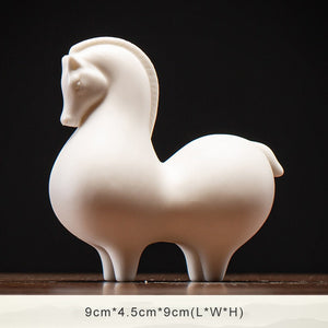 Chinese White Porcelain Horse Statue Vintage Horse Decorative Ceramic Art Zen Creative Ornaments Mascot acacuss
