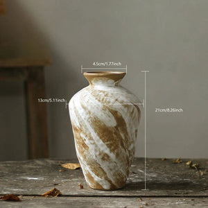Chinese Zen Ceramic Vase, Living Room, Tea Room, Study Flower Arrangement, Wabi-Sabi, Wind Handmade, Vintage, Rough Pottery, acacuss
