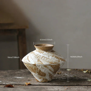 Chinese Zen Ceramic Vase, Living Room, Tea Room, Study Flower Arrangement, Wabi-Sabi, Wind Handmade, Vintage, Rough Pottery, acacuss
