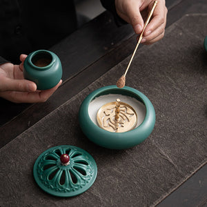 Chinese-style peacock green incense utensils set incense seal tools incense ash pressed powder utensils aromatherapy furnace acacuss
