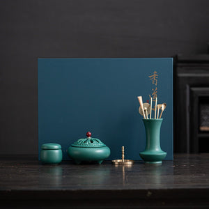 Chinese-style peacock green incense utensils set incense seal tools incense ash pressed powder utensils aromatherapy furnace acacuss