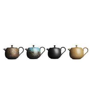 Chinese style retro stoneware persimmon shape hand-held teapot, handmade pottery kiln, personalized tea maker acacuss