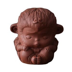 Chinoiserie Gift Ceramics Purple Clay Pottery Monkey King Sun Wukong Monkey Incense Sticks Craft Aromatherapy Tea Pet Desk Decor acacuss