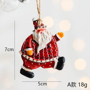 Christmas Decoration Crafts Small Resin Pendant Cute Horse Reindeer Pattern Design Xmas Tree Pendant Christmas Tree Decorations acacuss
