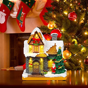 Christmas Decorations 2023 Santa Village Houses Winter Snow LED Light Xmas Ornaments Indoor Home Fireplace Display Decor Gifts acacuss