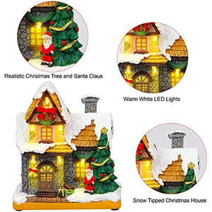 Christmas Decorations 2023 Santa Village Houses Winter Snow LED Light Xmas Ornaments Indoor Home Fireplace Display Decor Gifts acacuss
