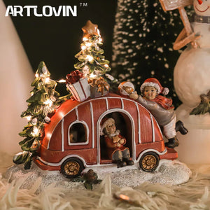 Christmas Decorations For Home Xmas Car Interior Decor Figurine Santa Clause Sculptures With Night Lights Guard Figure Gifts New acacuss