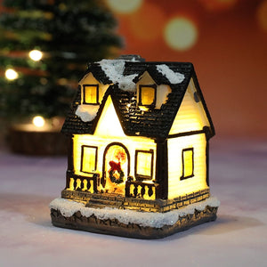Christmas LED Light House Christmas Tree Decorations Resin Small House Micro Landscape Ornament Xmas Gift Home Decor Supplies acacuss