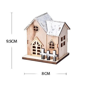 Christmas LED Light Wooden House Luminous Cabin Merry Christmas Decoration for Home Kids DIY Xmas Lighted Pendant Gift New Year acacuss